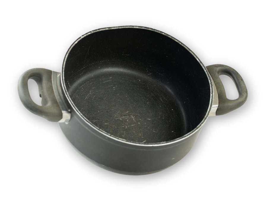 Old small pot with plastic handles